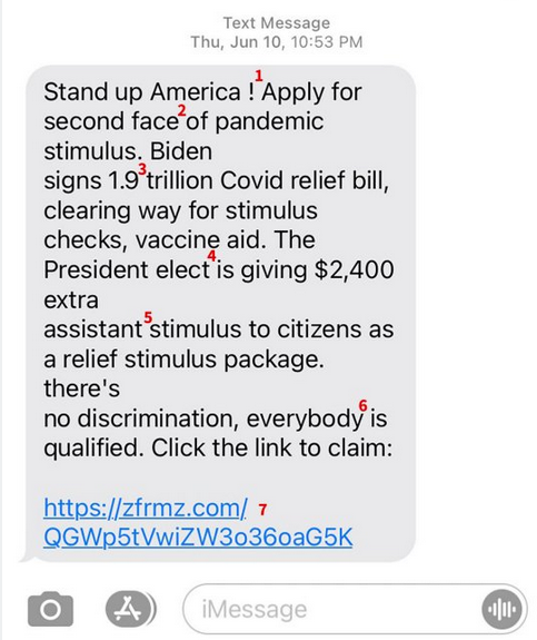 Sample Scam Text